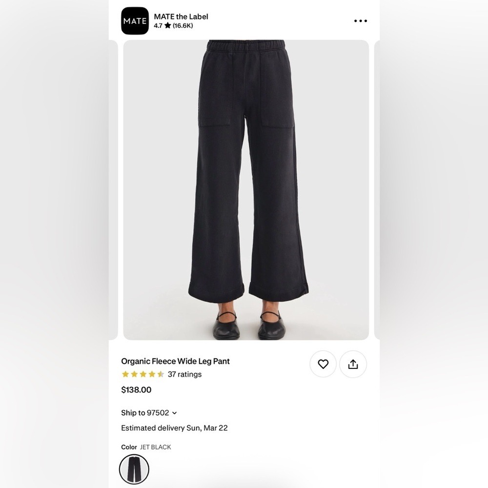 Mate the label brand - Black Wide Leg Pants L - Picture 3 of 9